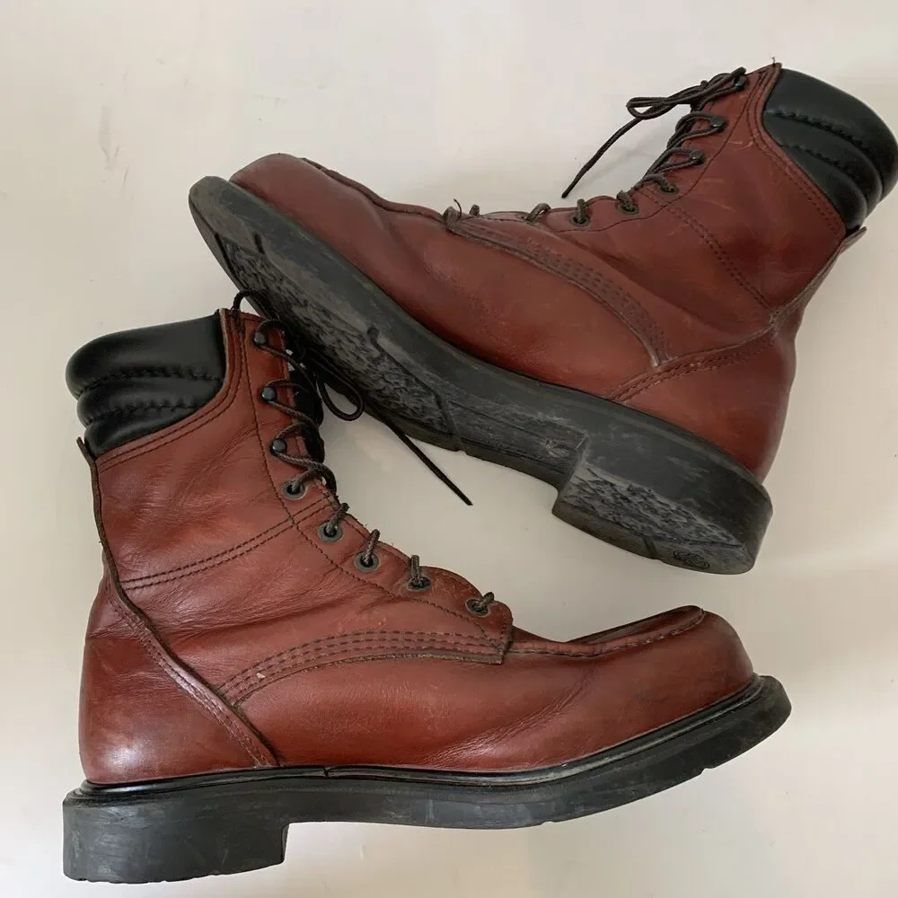 Red Wing Boots 402 SuperSole Mens 8.5 Lace Up 8” Soft Moc Toe Work Brown Leather